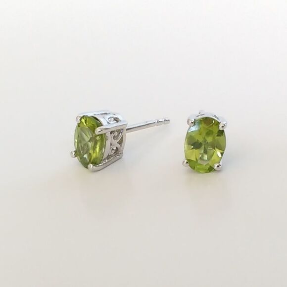 Peridot 5x7 Oval 2 Cttw Post Earrings - Picture 4 of 7